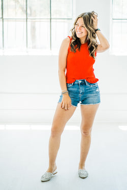 That Easy Red Ruffle Tank