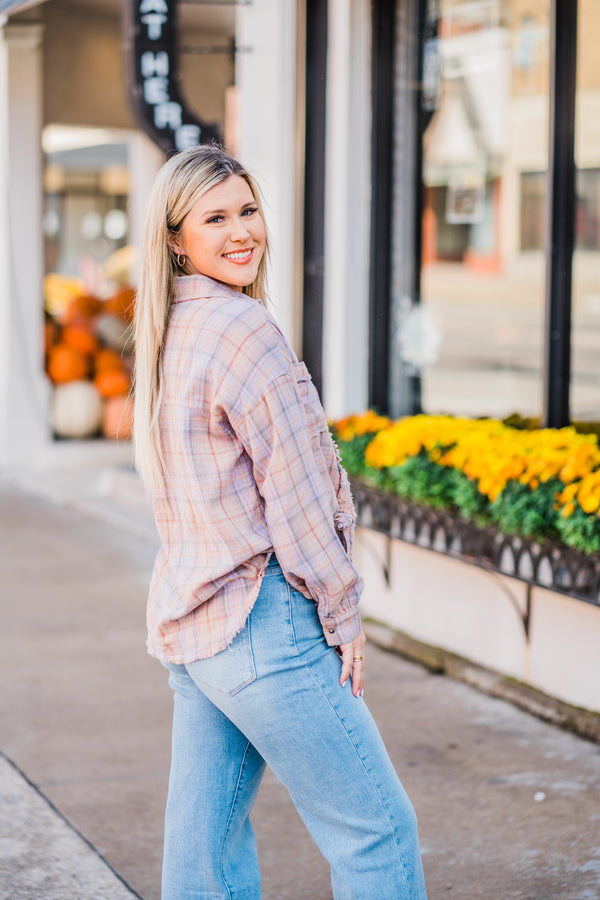 Kenzie Vintage Washed Plaid Button Up