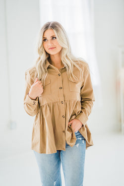 Addison Camel Button Down