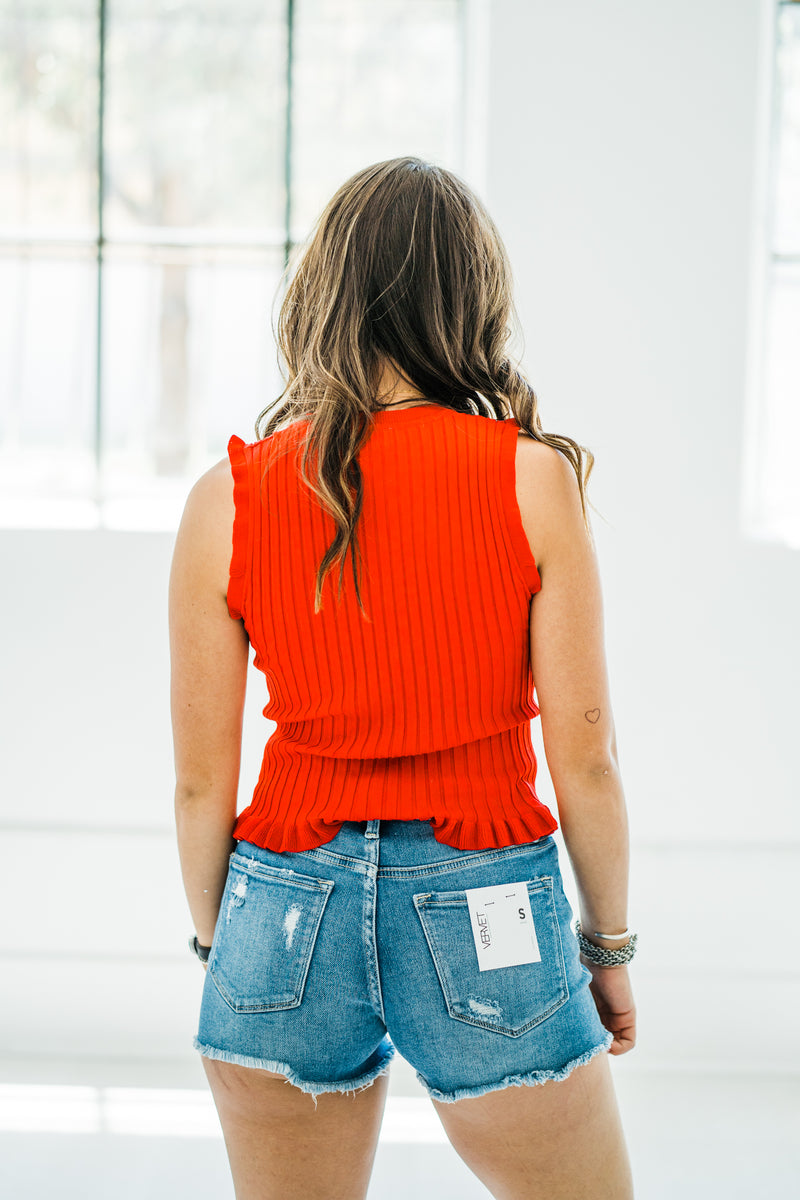 That Easy Red Ruffle Tank
