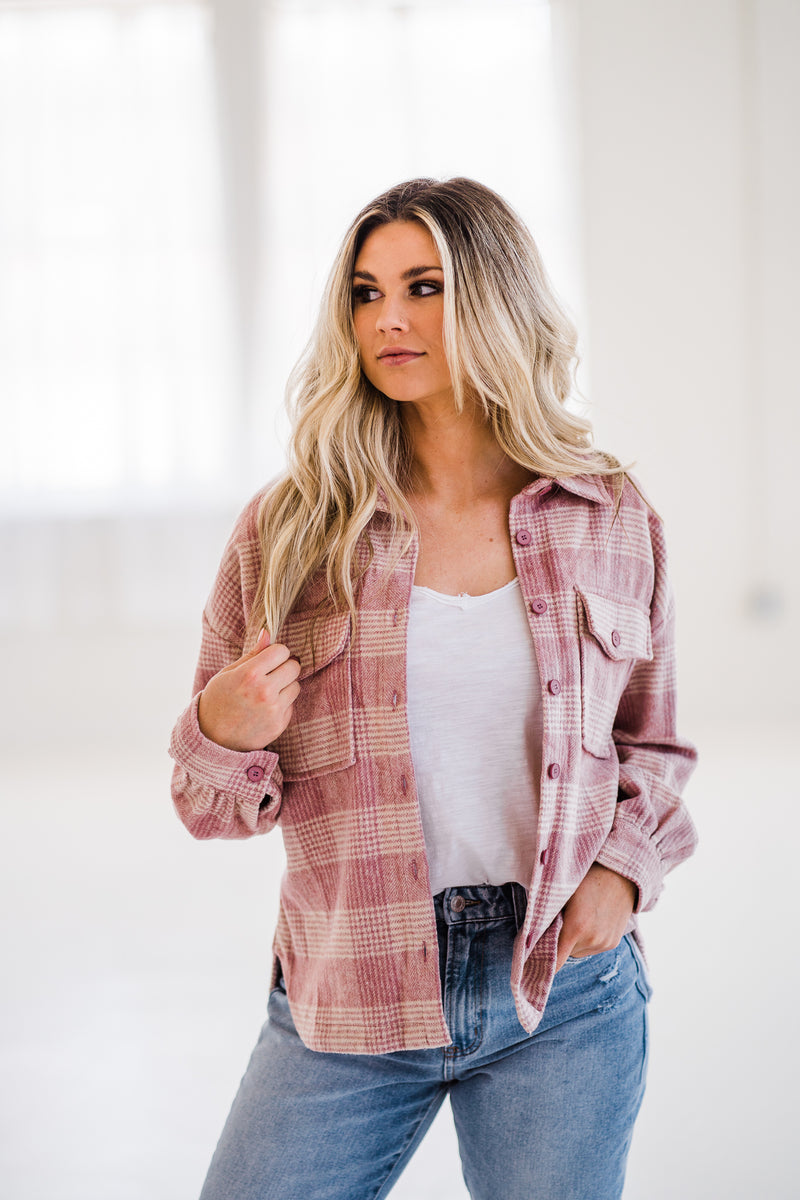 Pink Plaid Flannel Shacket