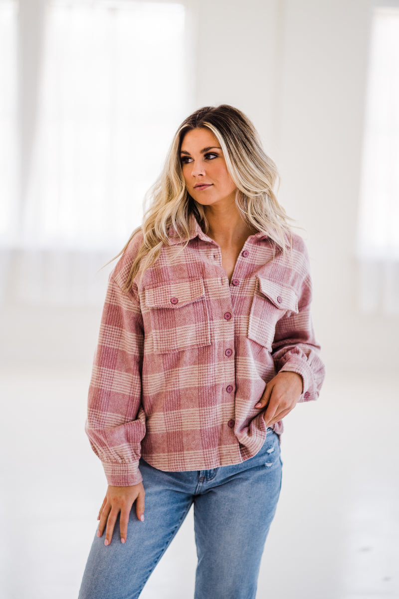 Pink Plaid Flannel Shacket