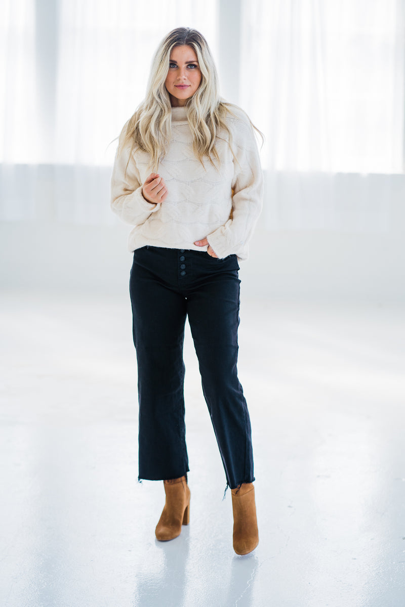 Margo Ivory Mock Neck Sweater