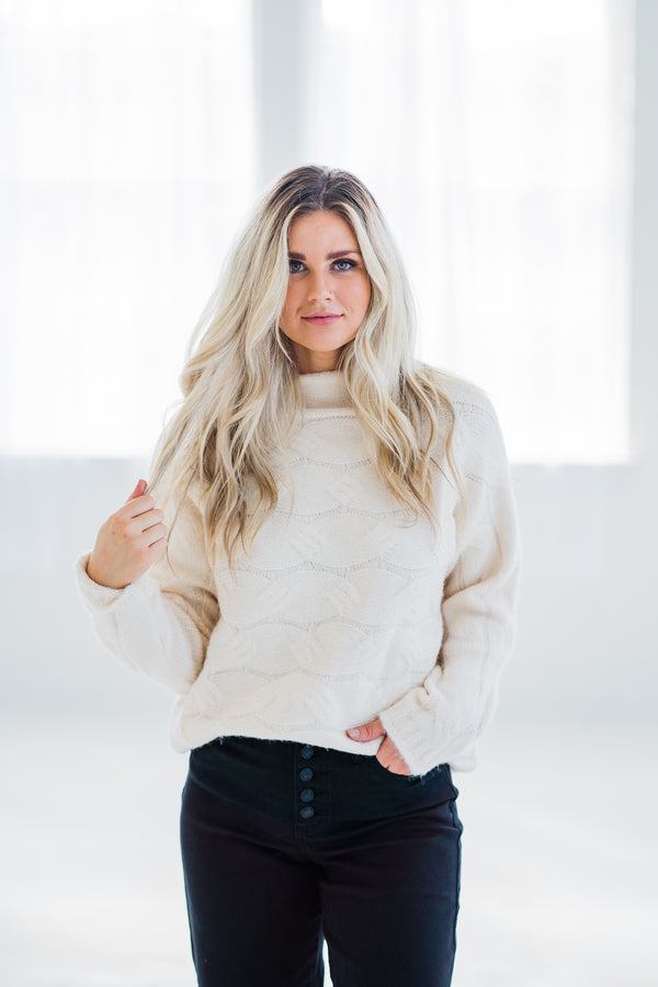 Margo Ivory Mock Neck Sweater