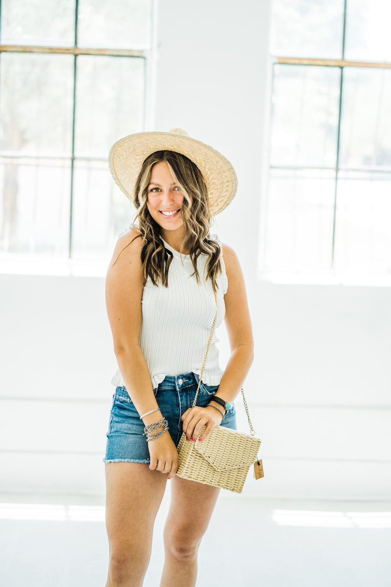 Ruffle Sleeve Tank White