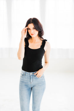 Black Ruffle Bodysuit
