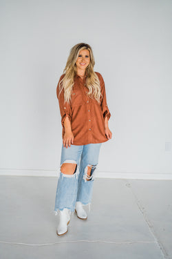 Soft as Suede Rust Button Down