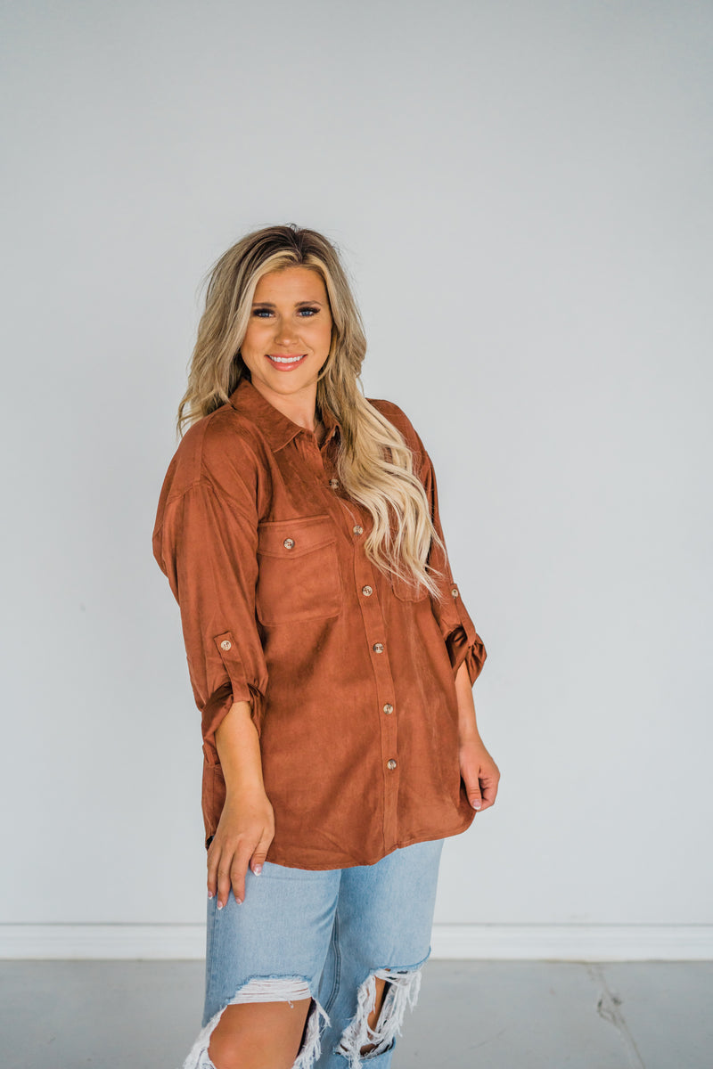 Soft as Suede Rust Button Down