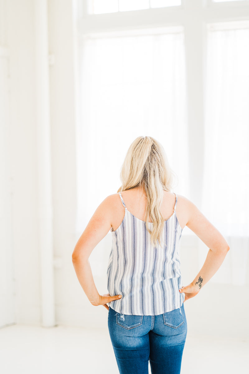 Eyelet + Stripe Tank