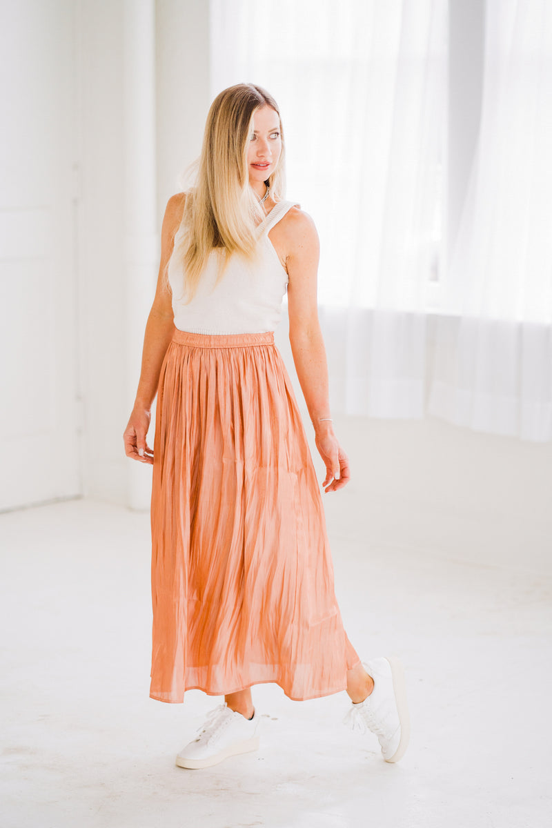 "Time to Shine" Coral Maxi Skirt