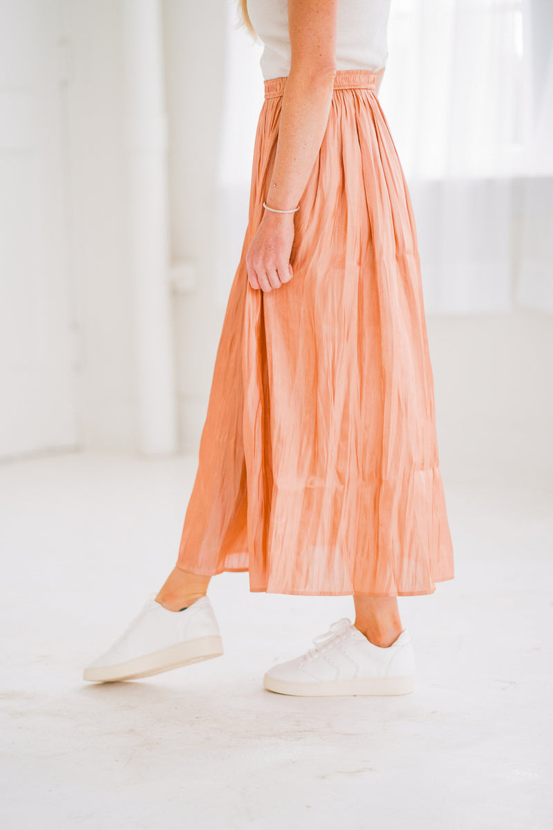 "Time to Shine" Coral Maxi Skirt