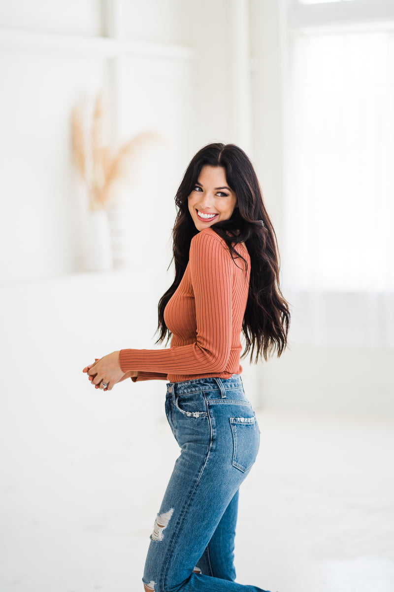 Back in Touch Terra Cotta Bodysuit