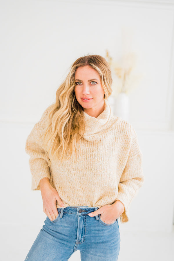 Tan Heathered Knit Sweater