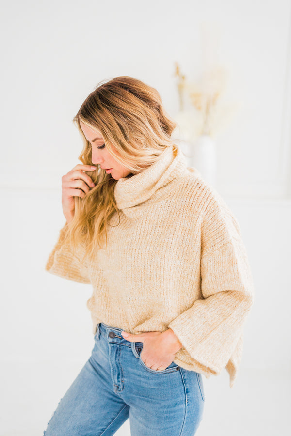 Tan Heathered Knit Sweater