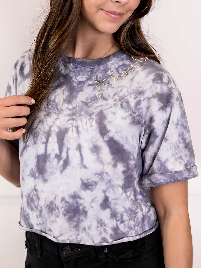 "Go Hawks" Tie Dye Crop Tee