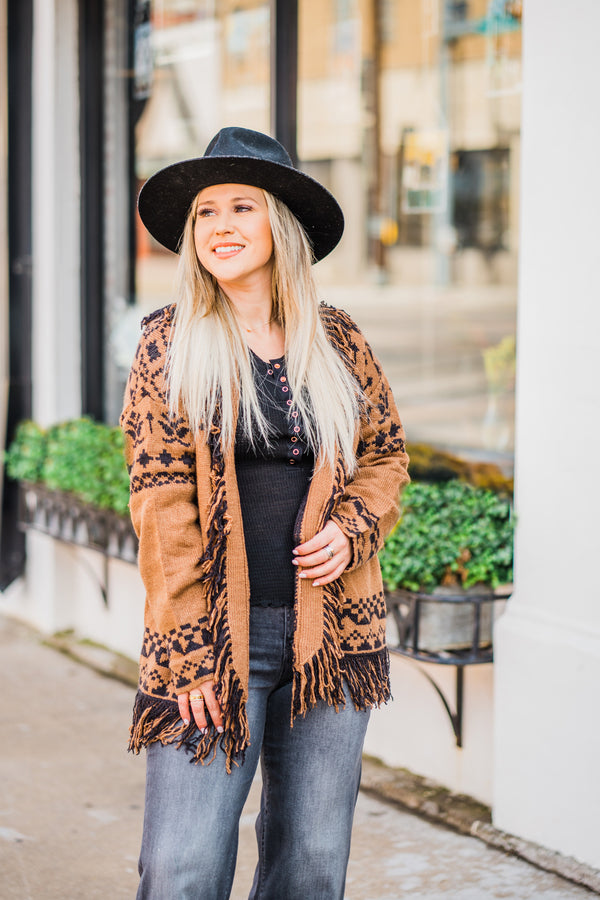 Austin Camel Fringe Cardigan