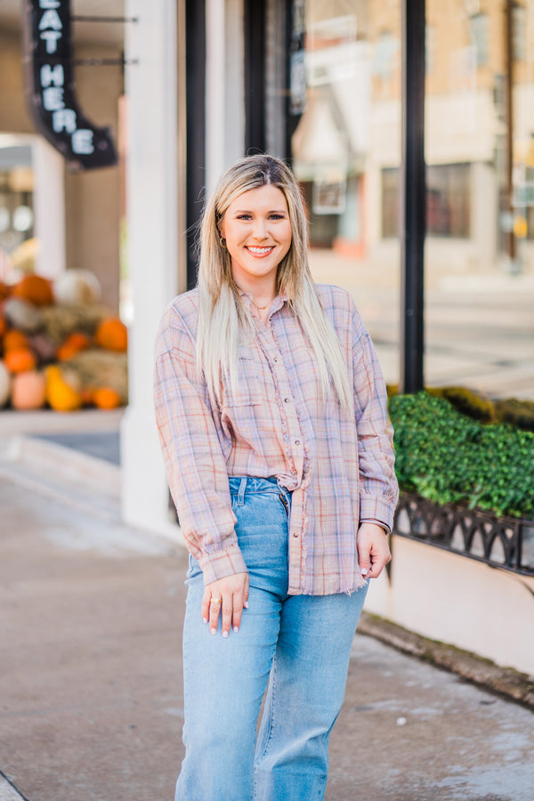 Kenzie Vintage Washed Plaid Button Up