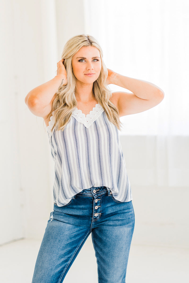 Eyelet + Stripe Tank