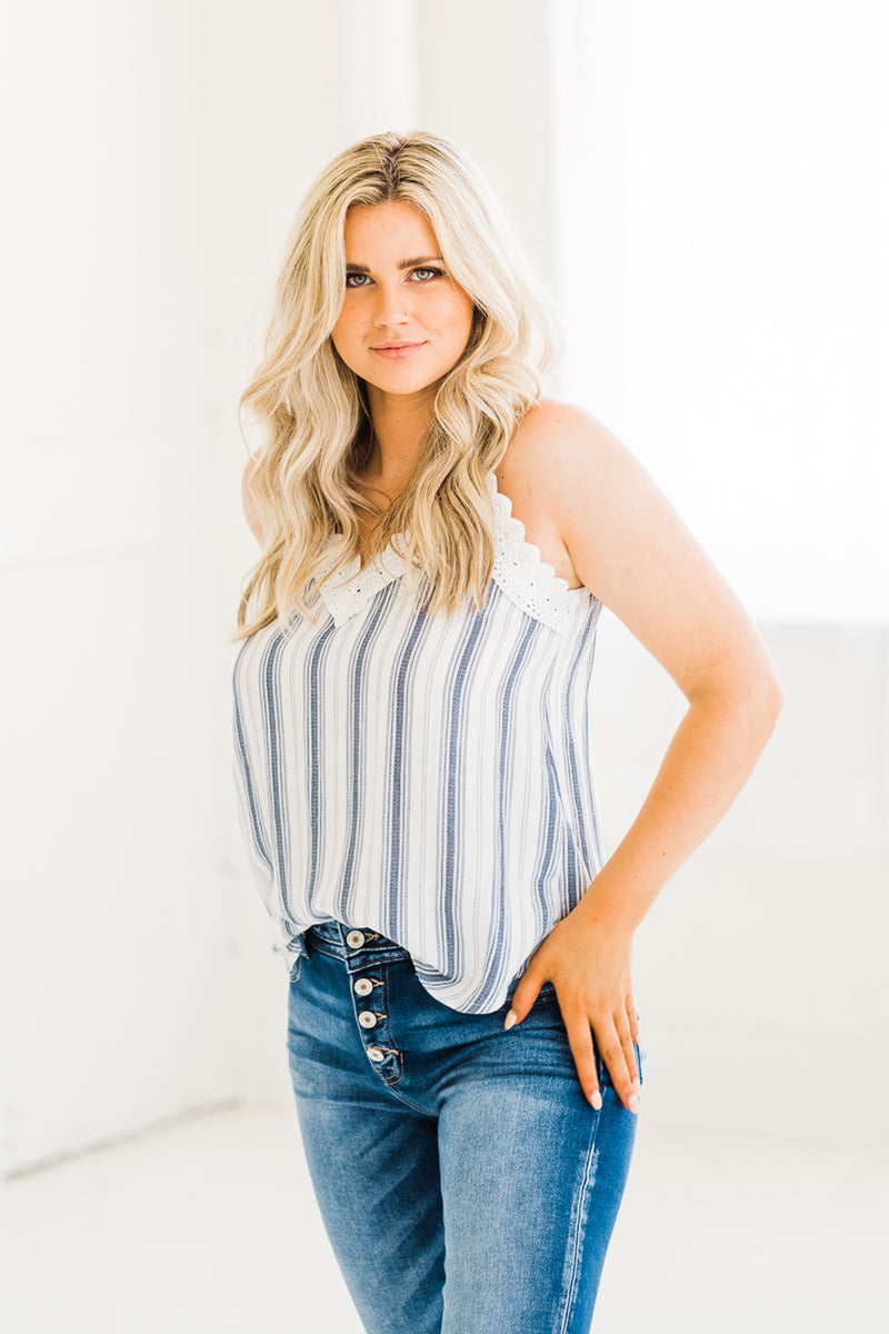 Eyelet + Stripe Tank