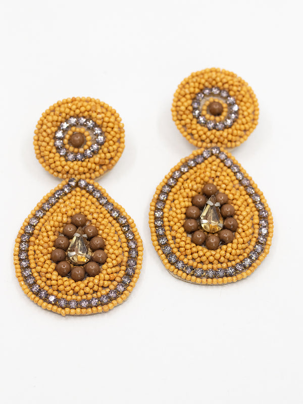 Boho Mustard Beaded Earring