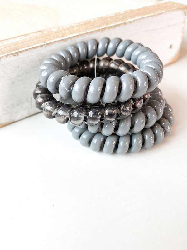 Grey Coil Hair Ties