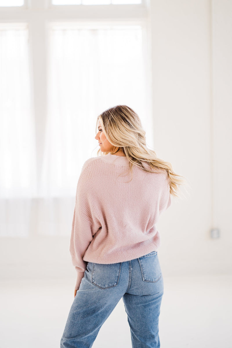 Audrey Blush Fuzzy Sweater