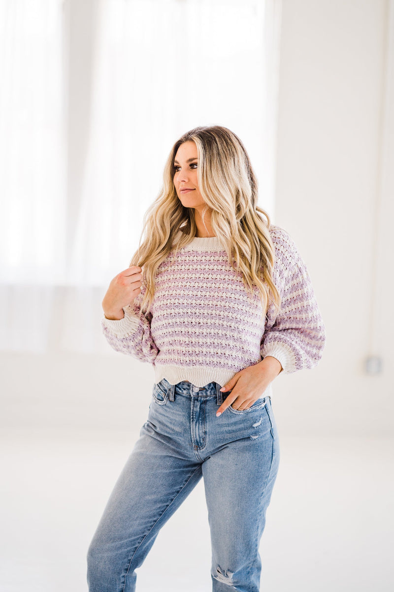 Lavender Detailed Knit Sweater