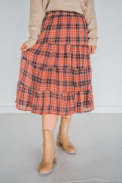 Evermore Plaid Midi Skirt