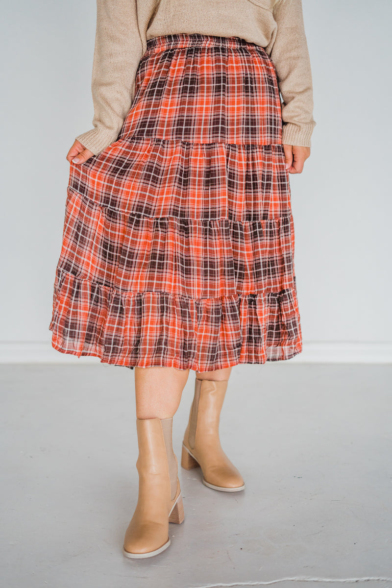 Evermore Plaid Midi Skirt
