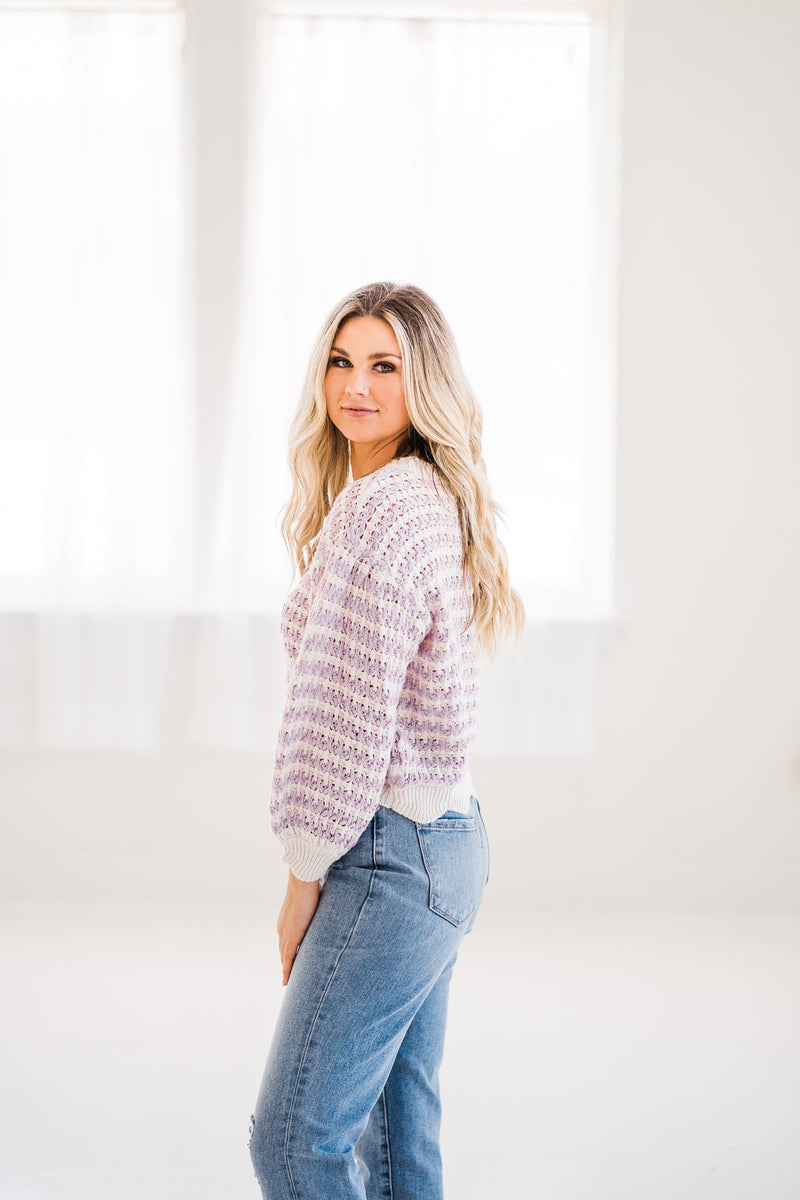 Lavender Detailed Knit Sweater