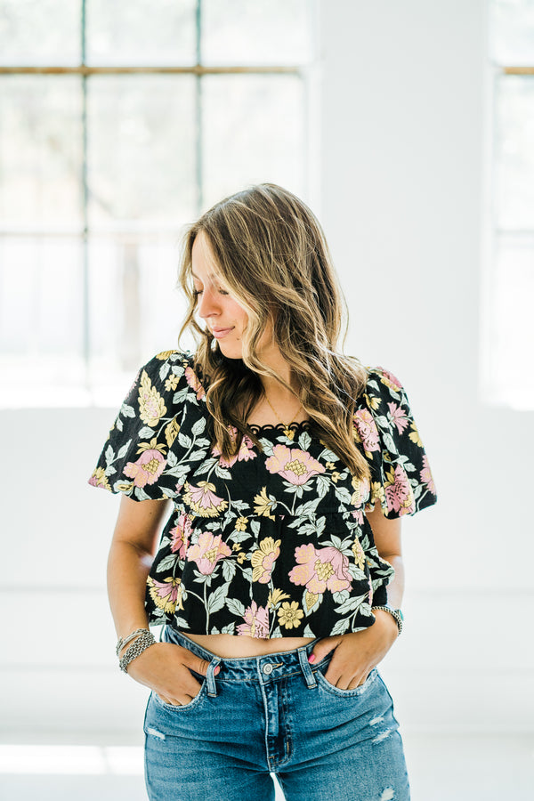 Camden Black Floral Top