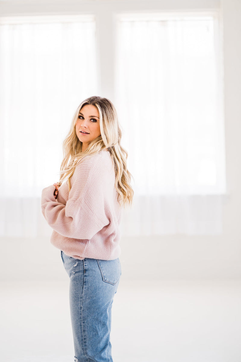 Audrey Blush Fuzzy Sweater