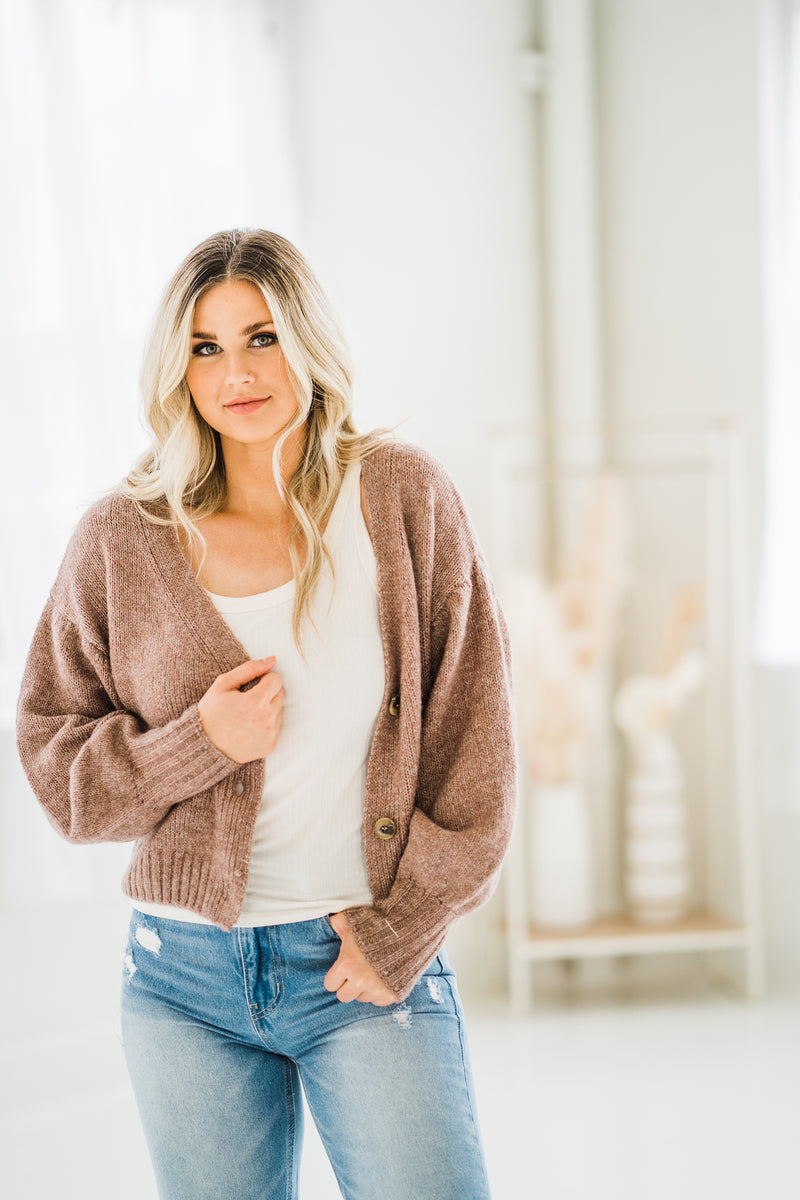 Winnie Mocha Button Cardigan