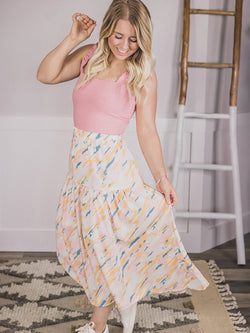 Jazzy Painted Flowy Skirt