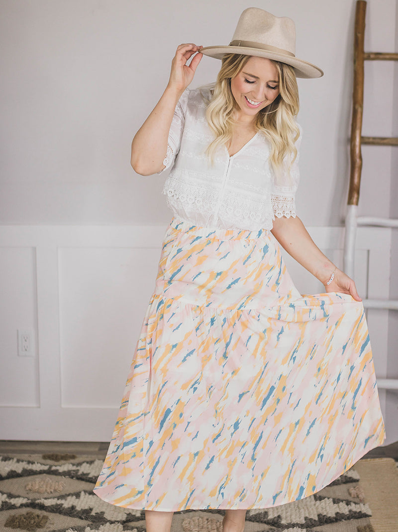 Jazzy Painted Flowy Skirt