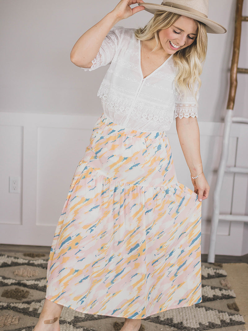Jazzy Painted Flowy Skirt