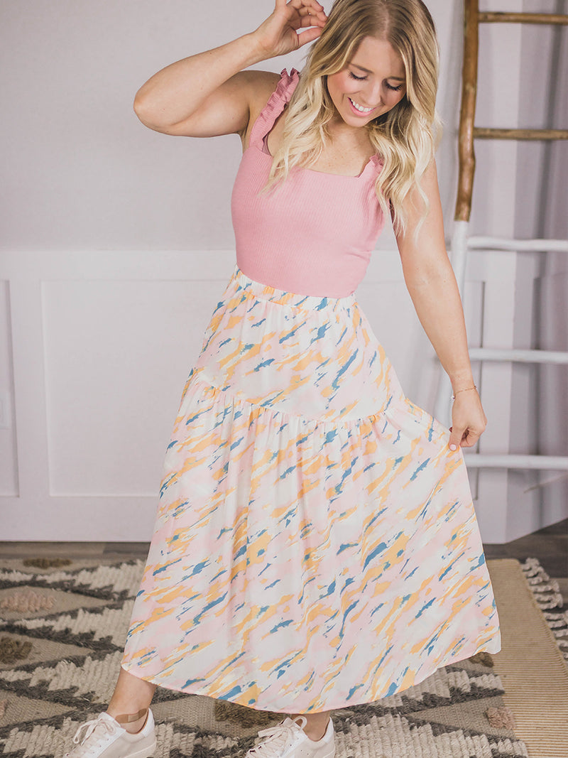 Jazzy Painted Flowy Skirt