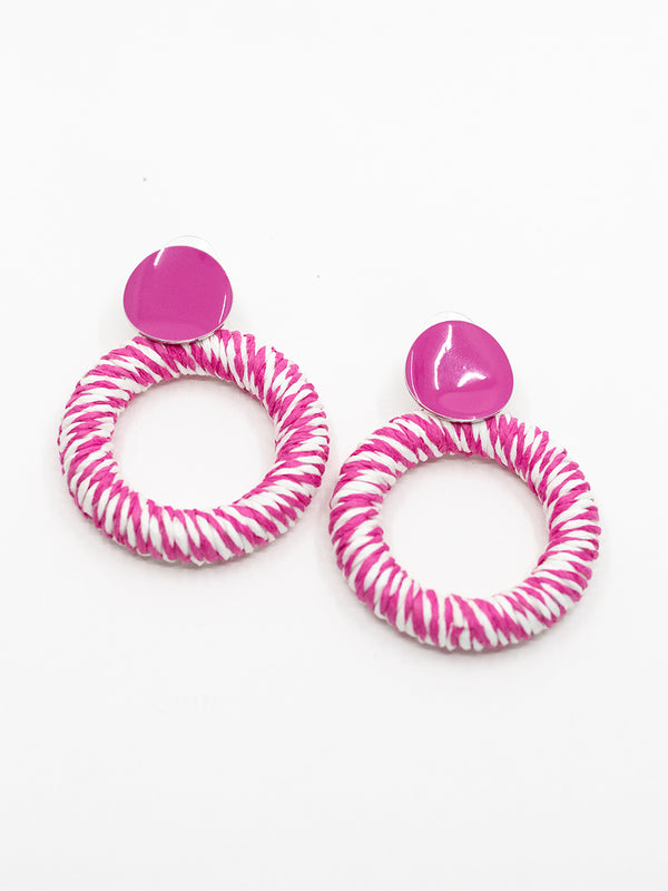 Fuchsia Wrapped Hoops