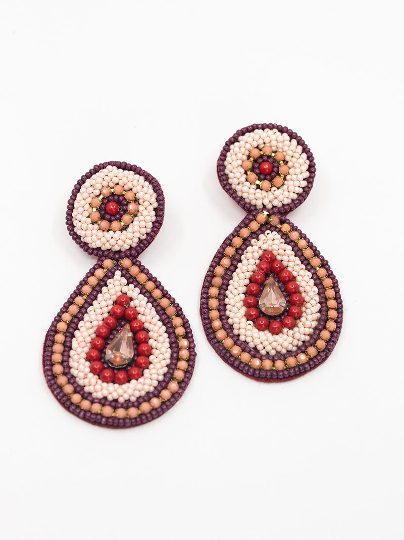 Boho Plum Beaded Earring