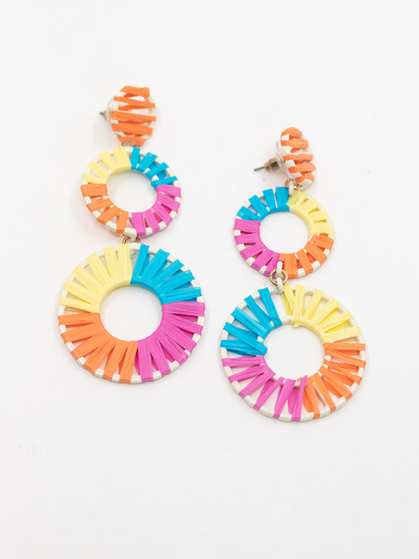 MultiColor Raffia Drop Earring