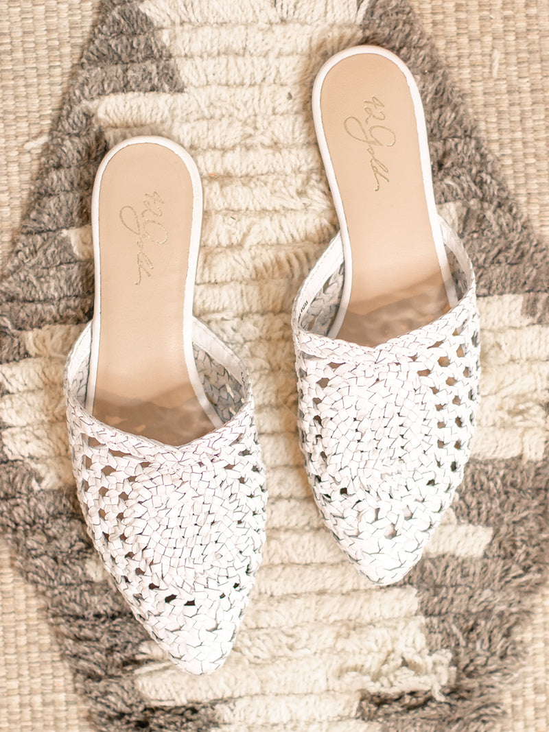 Charmed White Leather Mule