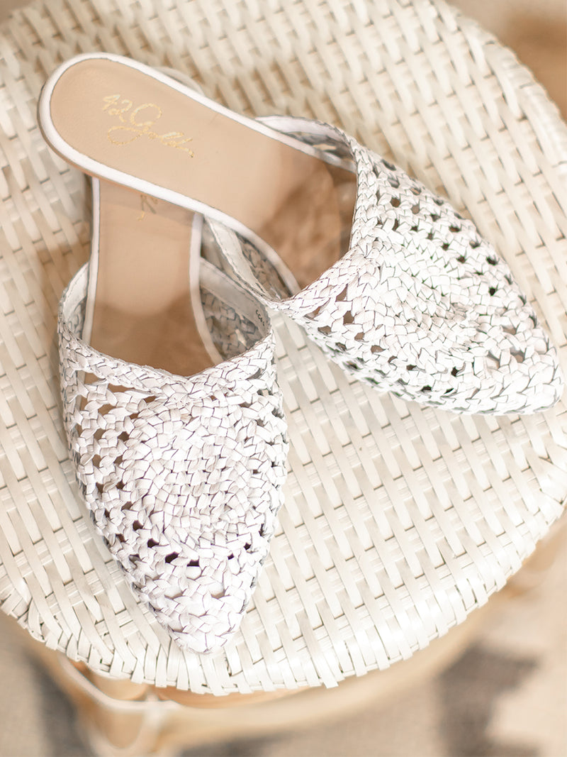 Charmed White Leather Mule